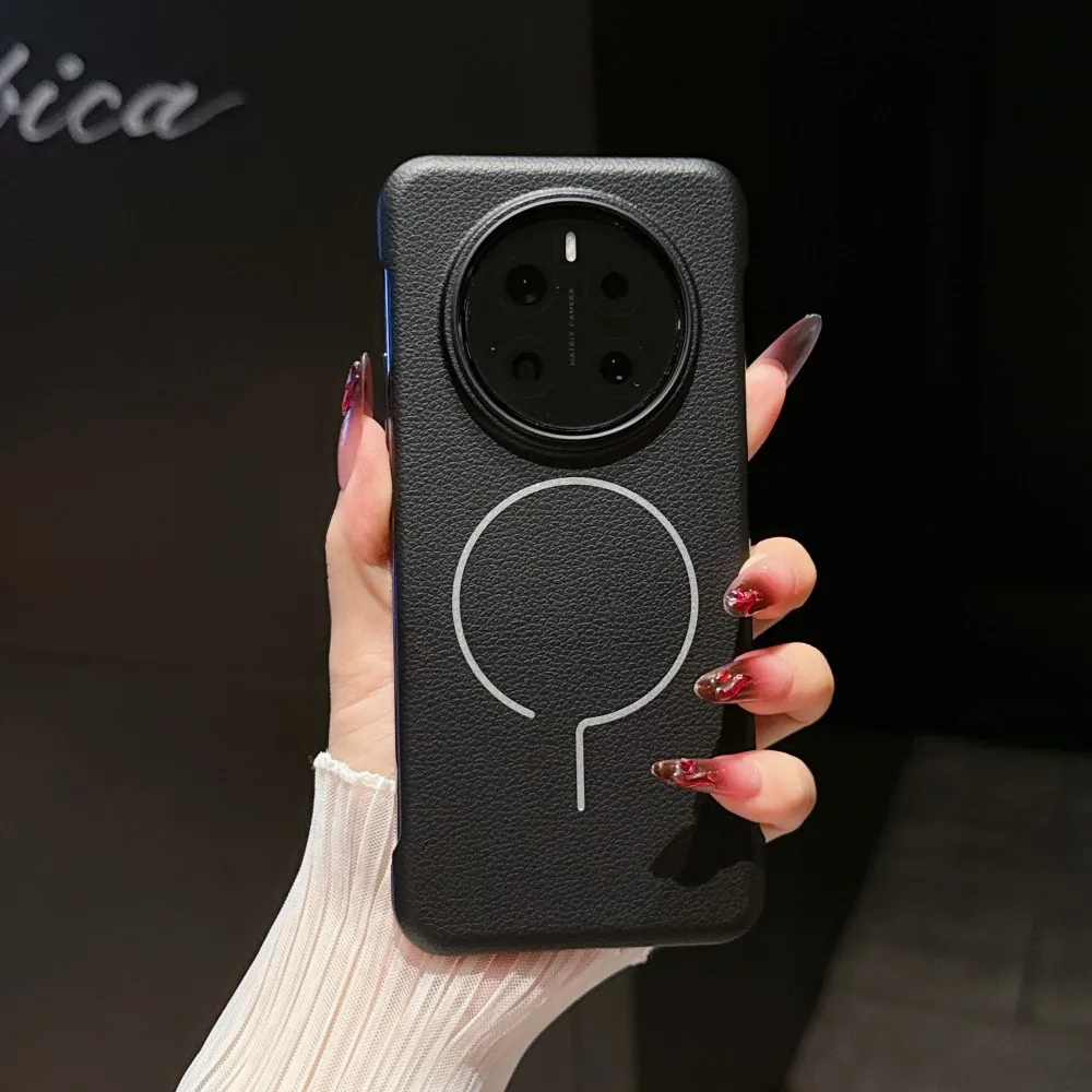 Para Huawei Honor Magic 7 Pro funda dura de PU delgada magnética carga inalámbrica funda protectora trasera para Magic 7 7Pro Shell - imagen 2