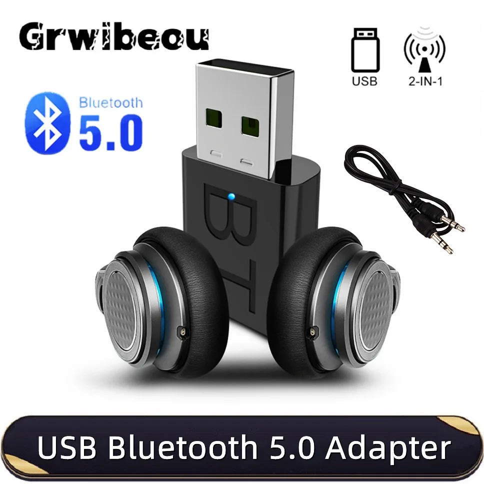 Adaptador receptor y transmisor USB Bluetooth 5,0, adaptador de Audio inalámbrico Bluetooth AUX de 3,5mm para TV, PC, auriculares, hogar y coche - imagen 2