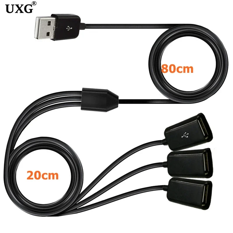 Cable Extensión USB 3 en 1 1m 0,3m Carga Rápida 3A Cable Divisor Macho Hembra 1 a 3 Cables