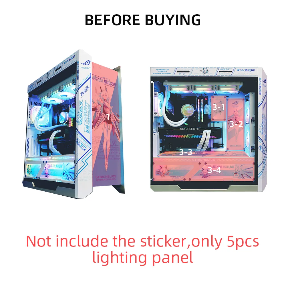 Panel de iluminación principal ROG Strix Helios reacondicionamiento ASUS GX601 chasis personalizado ARGB UV grabado láser funda de PC MOD Gabinete cubierta, 5 piezas - imagen 5