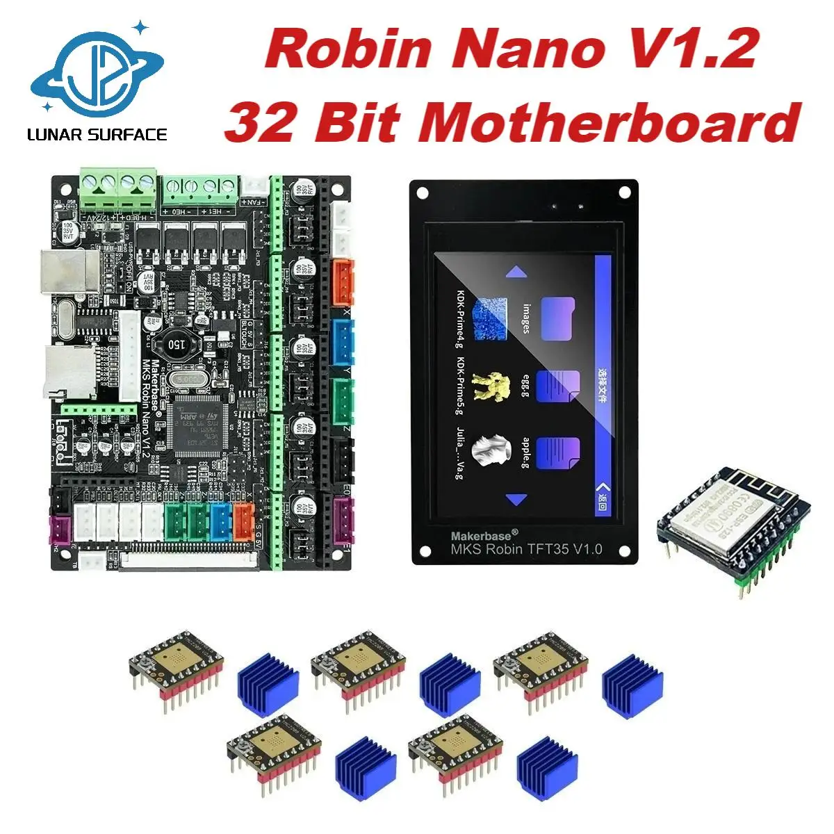 Piezas de impresora Makerbase, placa base de Control MKS Robin Nano V1.2 de 32 bits, compatible con Marlin2.0, TFT35, pantalla táctil de 3,5 pulgadas, LS-3D