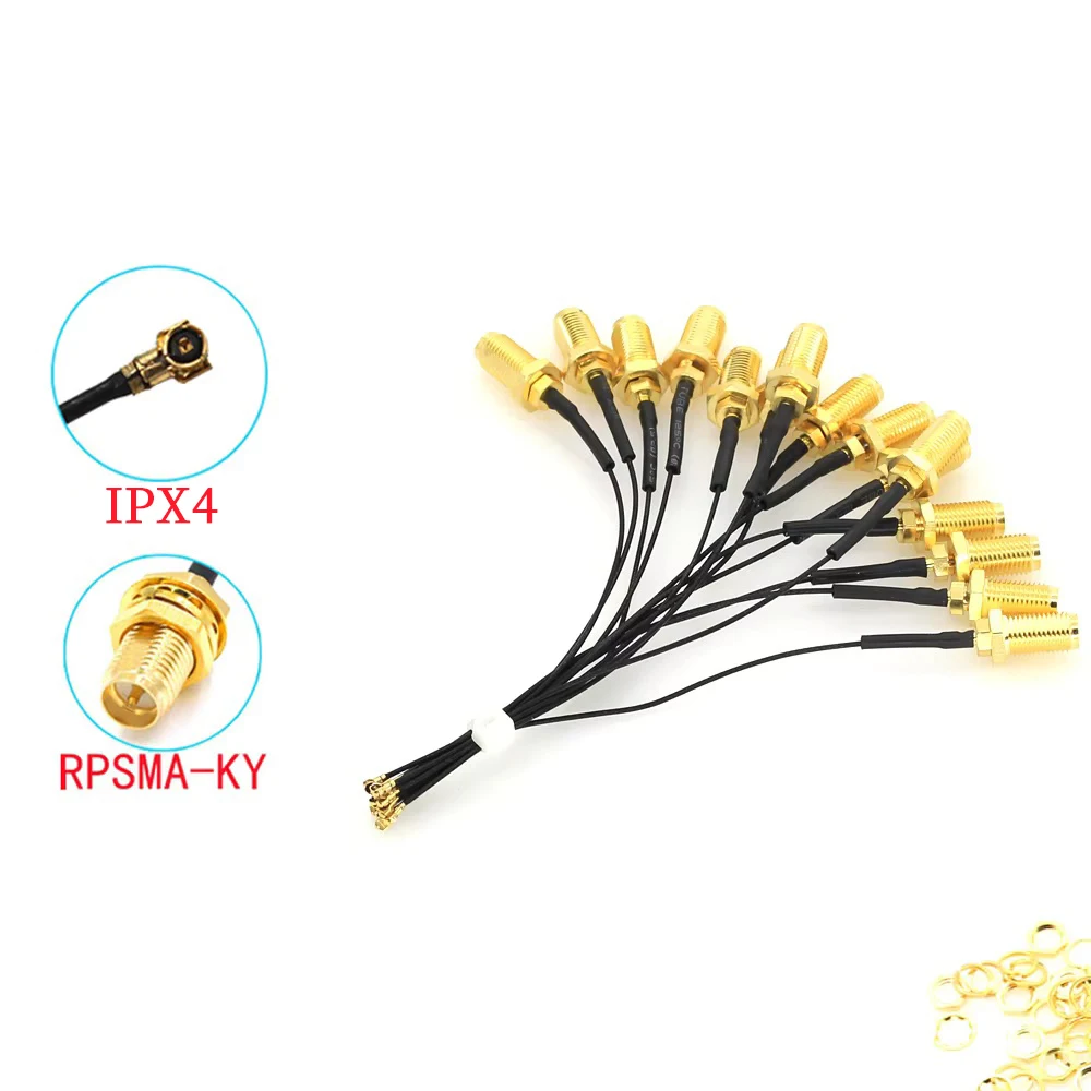 5 uds RP-SMA a U.FL IPX MHF4 Cable en espiral antena para NGFF M.2 9260 9560 8265 NGW con antenas para tarjeta/roteador inalámbrico Wifi - imagen 3