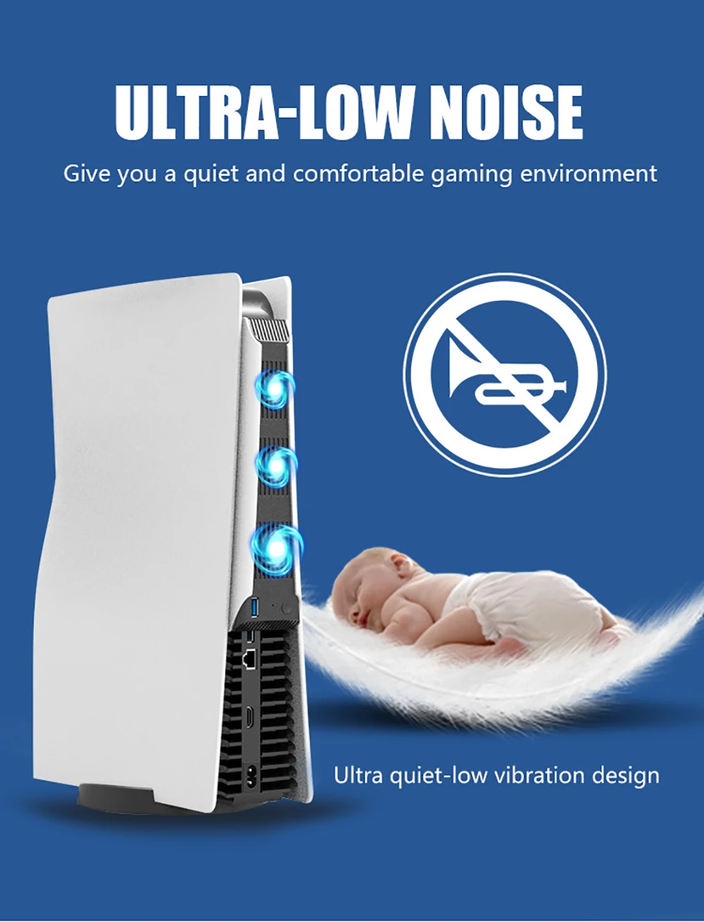Radiador de juego de refrigeración eficiente USB con 3 ventiladores de refrigeración adecuado para consola PS5, radiadores de ventilador de refrigeración - imagen 5
