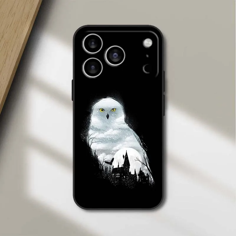 Art Owl Magic para Apple iPhone 17 Air 16e 16 15 14 13 XS X Mini Plus Pro Max funda de teléfono negra - imagen 3