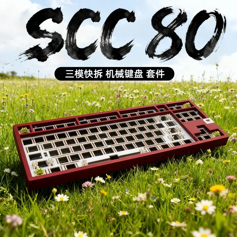 Kit personalizado de teclado mecánico SCC80, modo Triple, inalámbrico, 24G, Bluetooth, desmontaje rápido, cuerpo completo de aluminio, mecanizado CNC en caliente - imagen 3