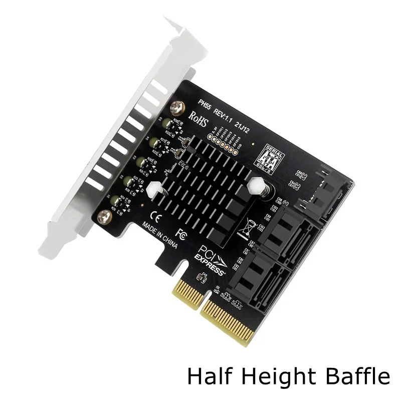 PCIe a 5 puertos SATA 3 III 3,0 6 Gbps SSD adaptador PCI-e 4x PCI Express X4 placa controladora tarjeta de expansión compatible con X8 X16 JMB585 - imagen 4