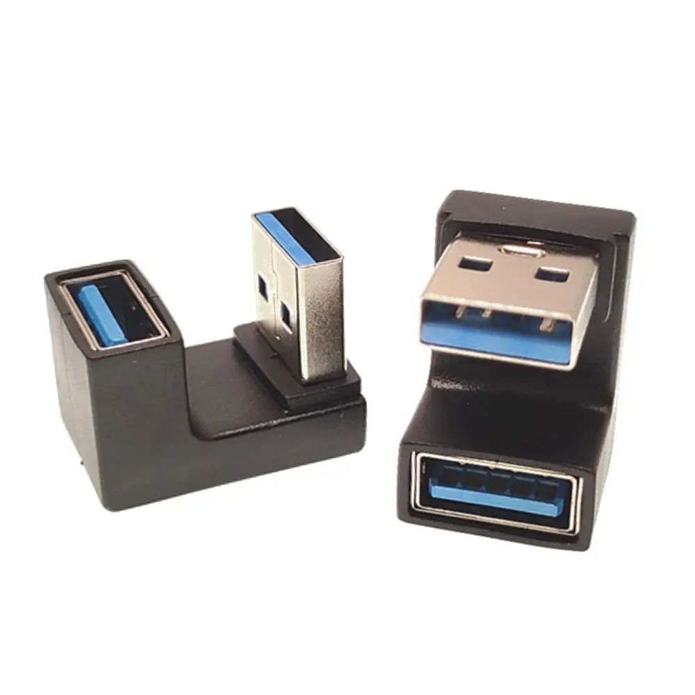 Adaptador de extensión USB 3,0 macho a hembra en ángulo de 180 grados arriba/abajo C5AE para ordenador portátil, convertidor de extensión de cargador USB - imagen 4