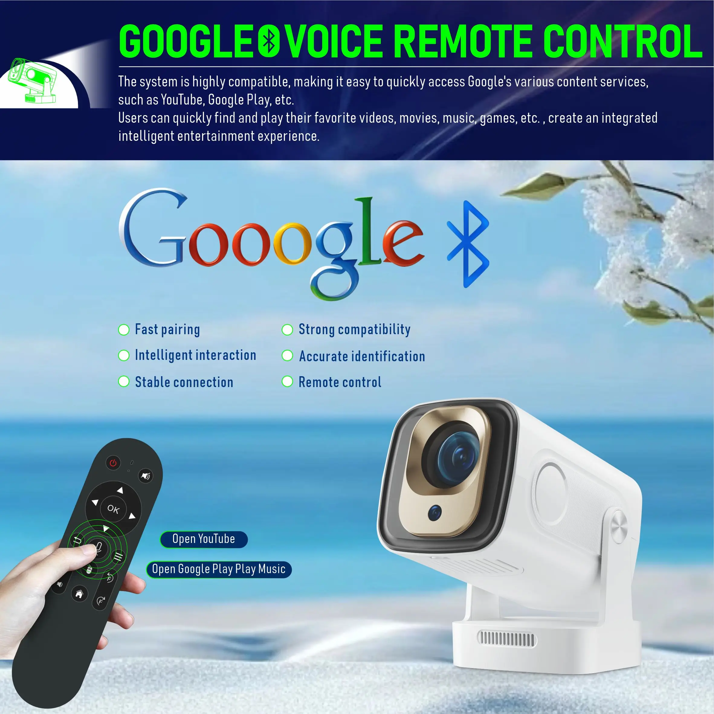 Salange HY260PRO Mini proyector 4K vídeo nativo 1080P Android 11 enfoque automático Wifi6 BT5.4 con asistente de voz Bluetooth de Google - imagen 5