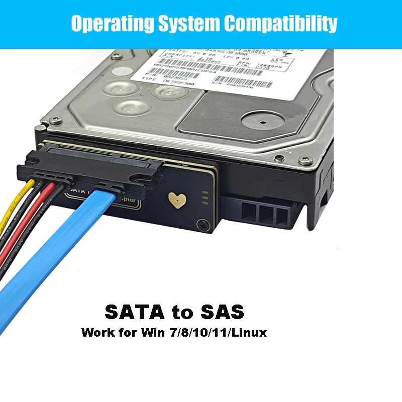 Tarjeta extensora SATA3.0 a SAS SSD, adaptador convertidor SATA de 22 pines a SAS 29 pines, unidad de estado sólido Sata 7 + 15 pines, Cable de conexión externo