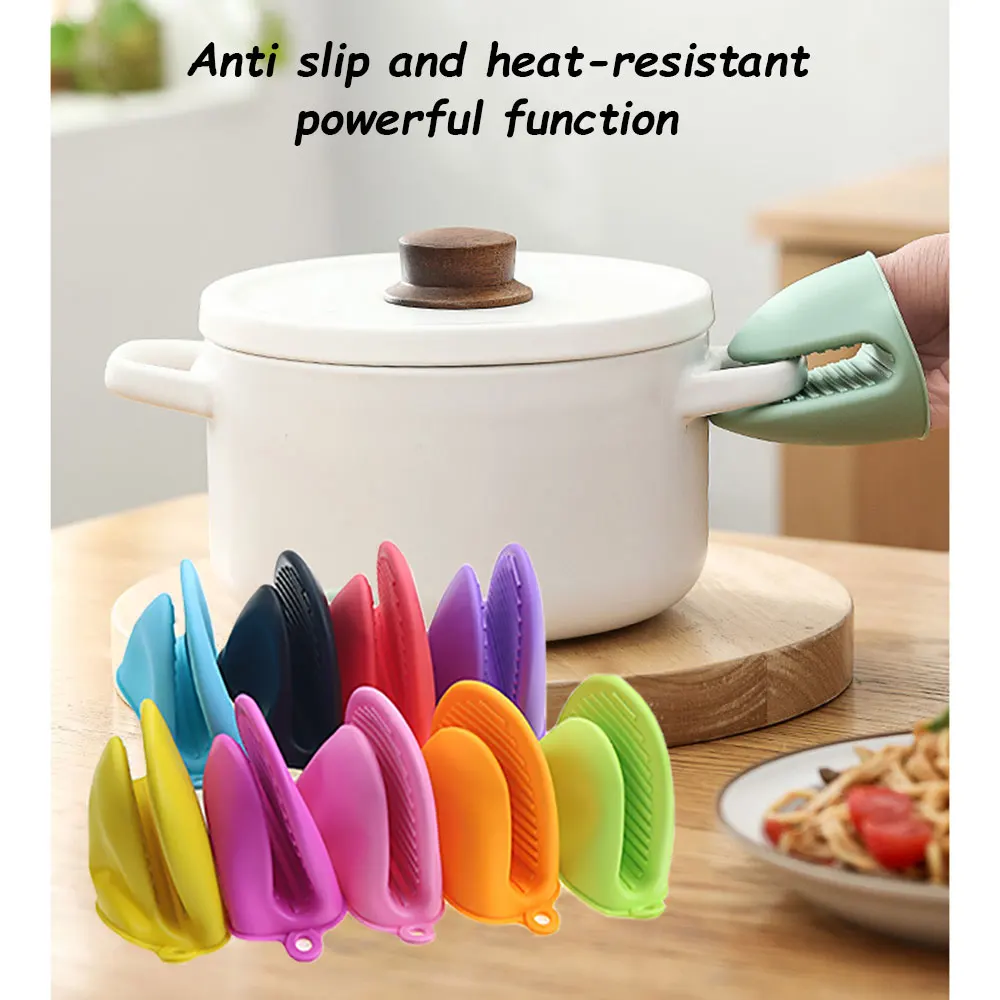 Guantes gruesos de silicona para horno, guantes antiescaldaduras resistentes al calor para cocinar, empuñaduras para pellizco, soporte para ollas, accesorios de cocina de silicona, 1 ud. - imagen 4