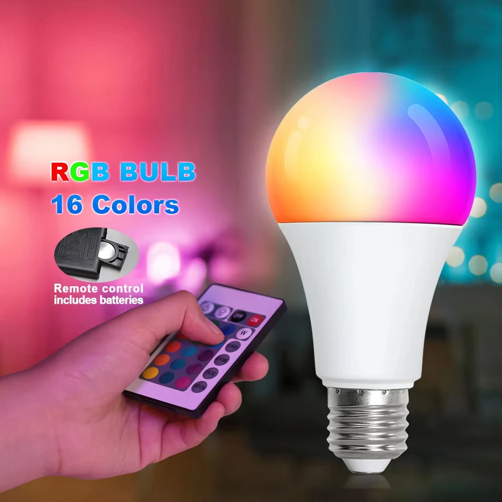Bombilla LED RGB AC 220V 230V E27 Bombillas LED IR Control remoto cambiable colorido RGBW lámpara Led bombilla de foco - imagen 2