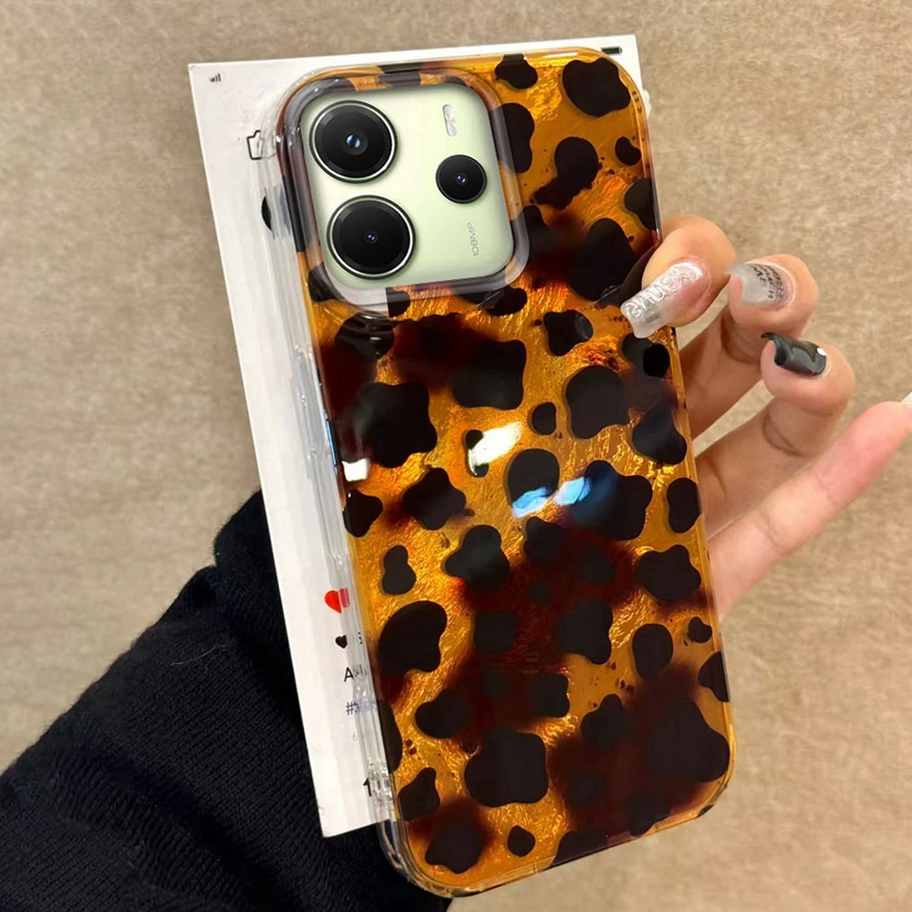 Funda de teléfono con estampado de leopardo dorado a la moda para Xiaomi Redmi Note 15 14 13 12 11 10 10S 8 9 Pro 15C 9C 13C 14C A3 11S 9C A5 - imagen 2