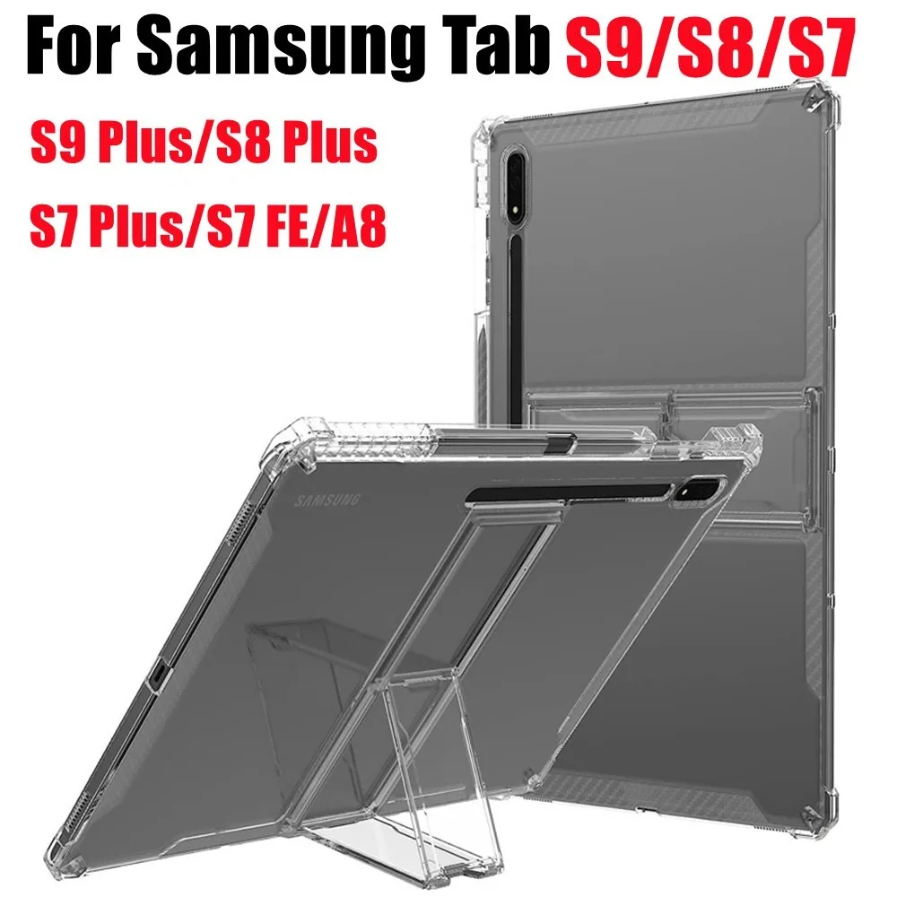 Funda de TPU para Samsung Galaxy Tab S9 S8 Plus 12,4 funda con soporte de PC para Galaxy S7 PLUS FE 12,4 Tab S6 Lite 10,4 S9 11 "A8 10,5 Funda