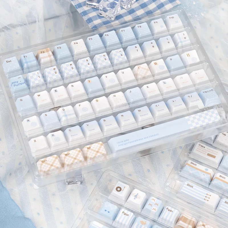 Juego de teclas con tema azul cacao, tapa de teclado con perfil de cereza/FOA de sublimación PBT personalizada para accesorios de teclado mecánico - imagen 5