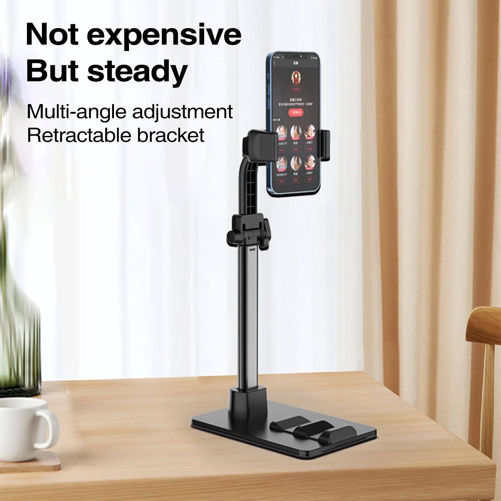 Soporte de escritorio ajustable para teléfono móvil, soporte extensible para transmisión en vivo, para iPhone, HUAWEI, Samsung - imagen 3