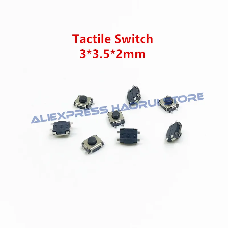 1000 Uds 3*3,5*2 3*4*2mm llave de Control remoto de coche interruptor táctil momentáneo botón táctil 2/4 pines SMD 3x4x2.0H Micro interruptor auto reinicio - imagen 4