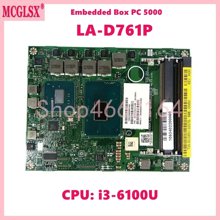 LA-D761P con placa base de CPU de i3-6100U para PC en caja integrada 5000 Celeron G3900E placa base para ordenador portátil CN-0V285V 100% probado OK