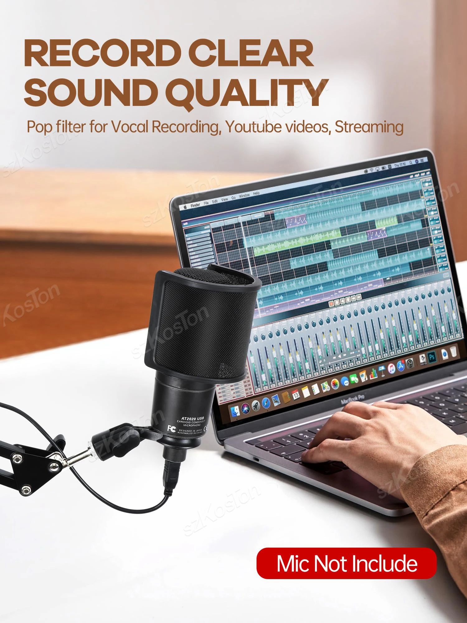 Micrófono de condensador con filtro Pop de malla metálica, protector de micrófono de estudio de grabación Compatible con micrófono AT2020 A6V AM6 K669 - imagen 5