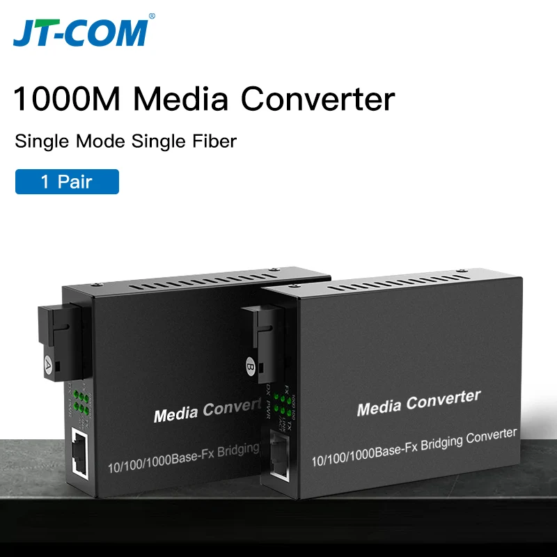 Convertidor de medios ópticos de fibra Gigabit, fuente de alimentación externa de puerto SC de fibra única monomodo de 1000Mbps