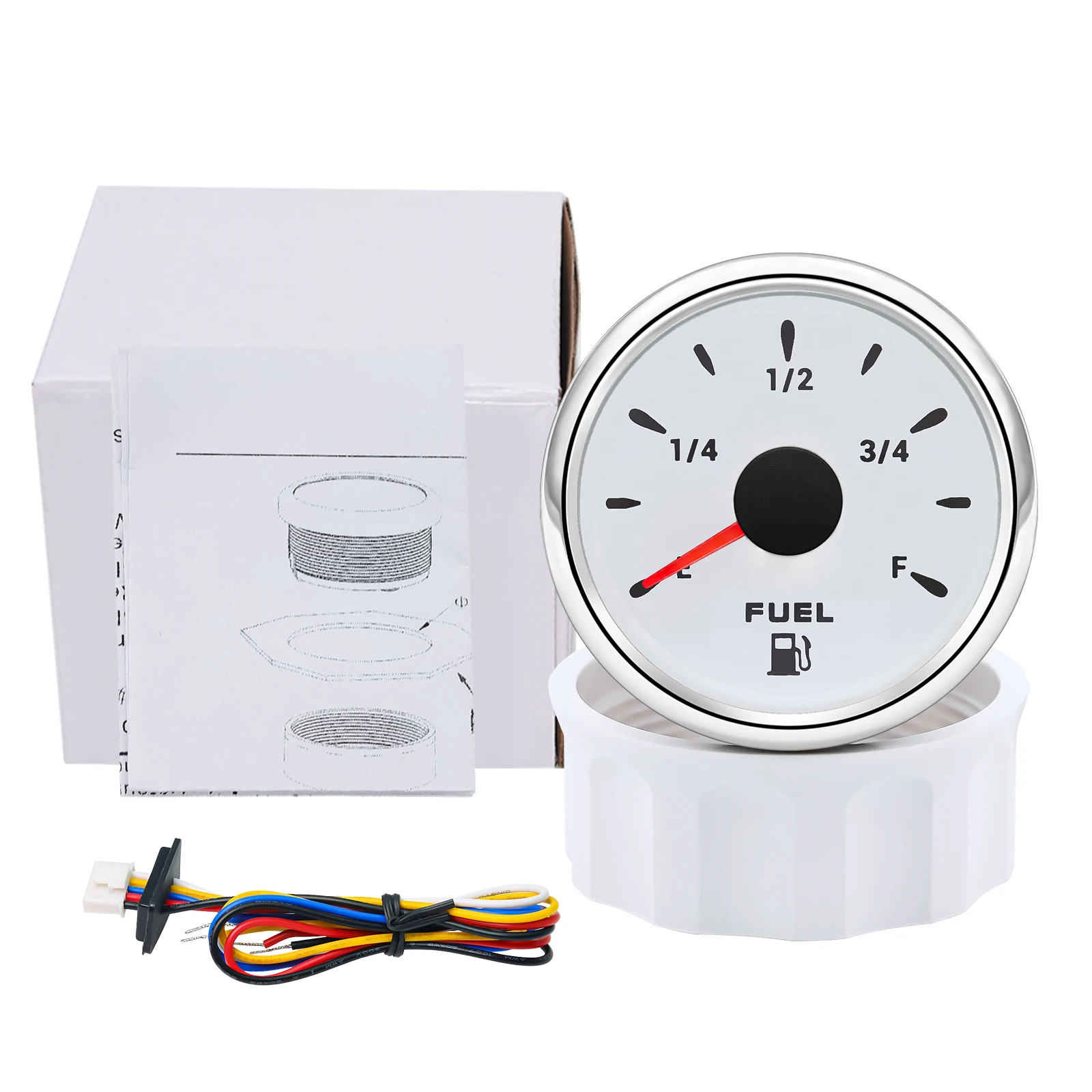 Medidor de nivel de combustible de 2 "y 52mm con luz de 7 colores 0-190ohm indicador de nivel de tanque de aceite para indicador de combustible de coche RV marino 12V 24V - imagen 5