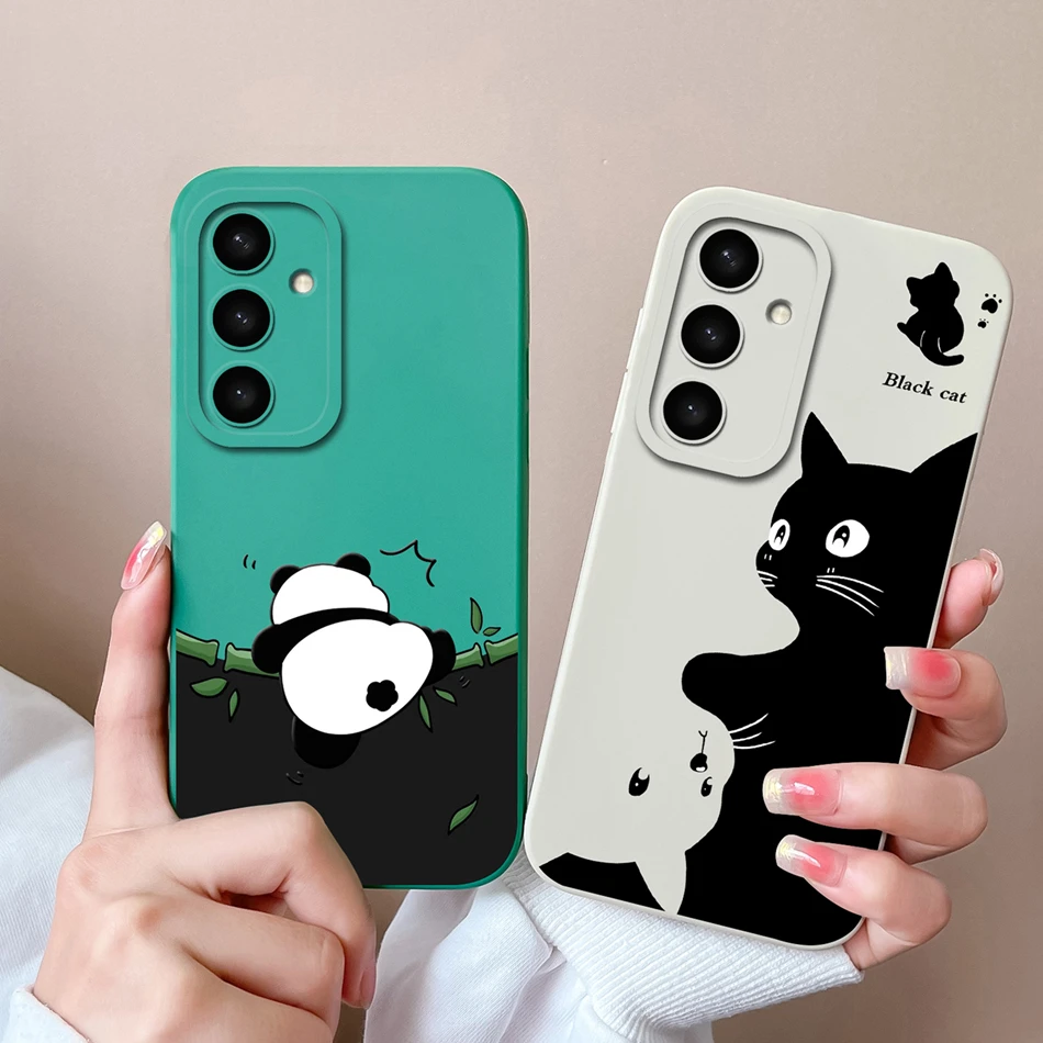 Funda para Samsung S24 FE Plus, funda de cámara de silicona líquida con diseño de gato Ultra bonito para Samsung S 24 S24FE S24 + S24, parachoques Ultra a prueba de golpes - imagen 3