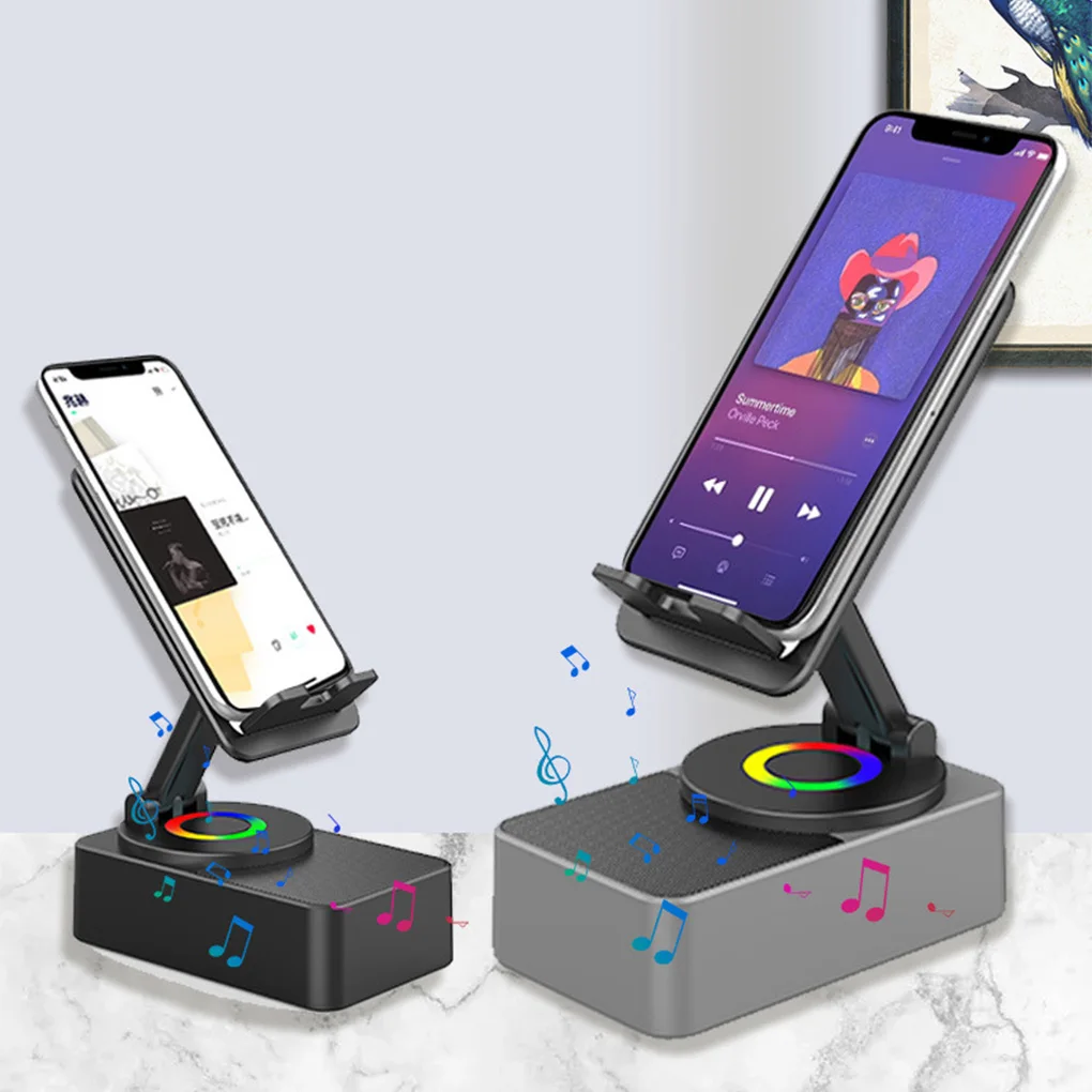 Altavoz Bluetooth 3 en 1, caja de sonido, soporte de rotación de 360 grados, soporte plegable para teléfono, altavoz portátil tipo banco de energía - imagen 4