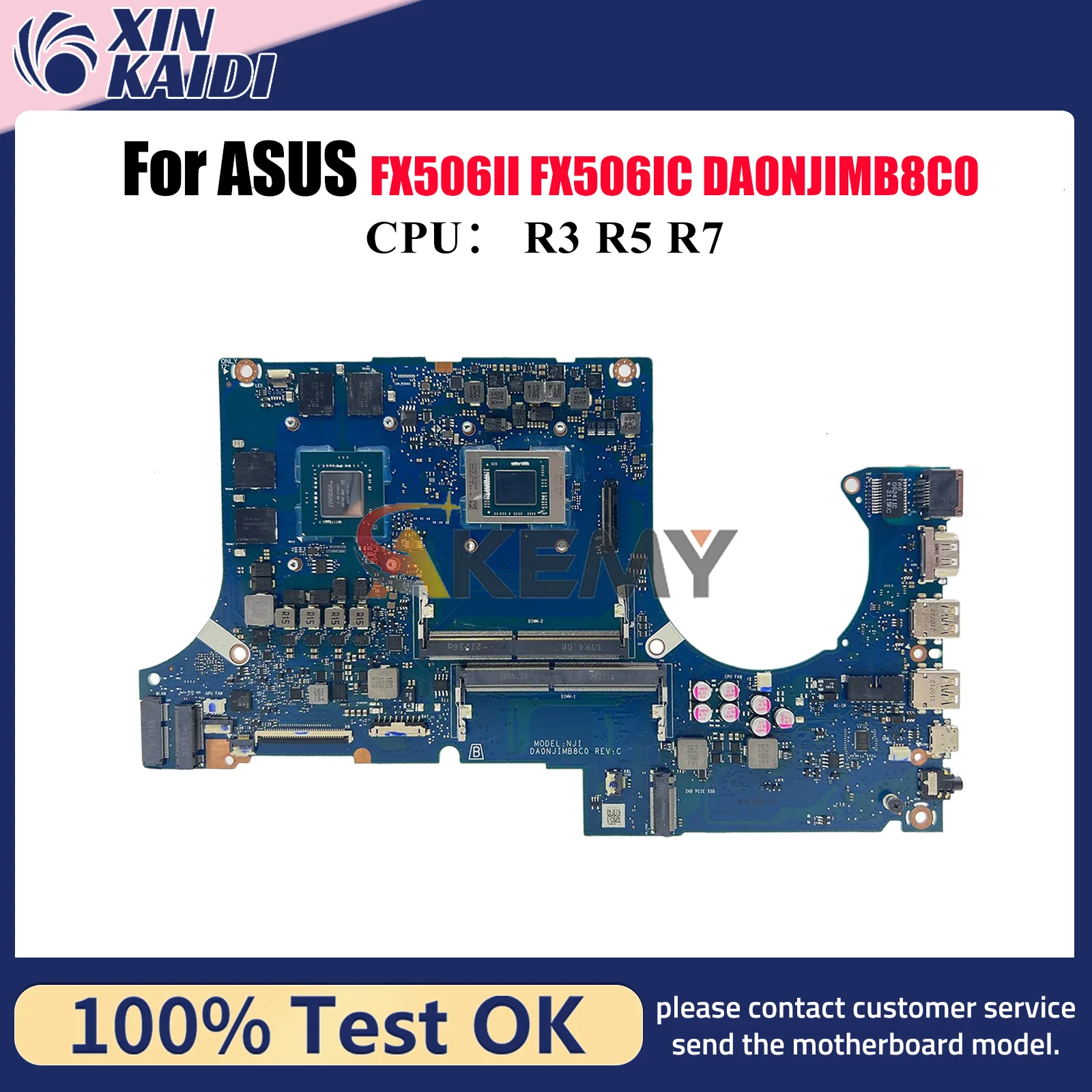 Placa base para ordenador portátil DA0NJIMB8C0 para ASUS TUF Gaming FA506I FX506II FX506iH FX506IC, placa base para portátil con CPU R3 R5 R7, pruebas OK