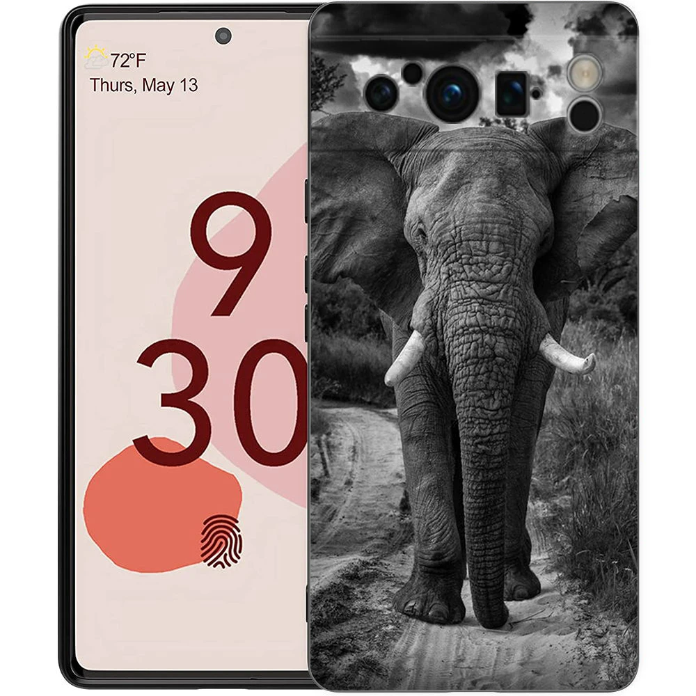 Funda de teléfono creativa con elefante Animal para Google pixel 9 8 7 6 Pro 6A 7A 5G, funda negra de silicona a prueba de golpes - imagen 4
