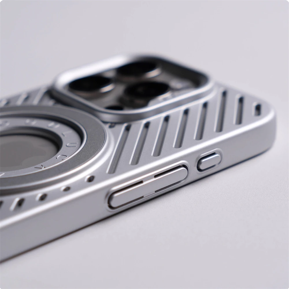 Funda rígida magnética de lujo para PC con disipación de calor para iPhone 16 Pro Max 15 14 12 13 para Magsafe, cubierta con logotipo hueco transpirable - imagen 4