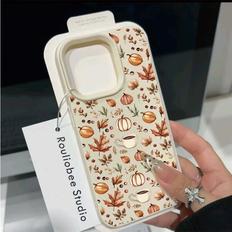 Funda de cuero con bobina de calabaza y hoja de otoño para Realme 15 14 13 12 11 9 Pro Plus 10 8 5G 8i C53 C51 C63 C55 C35 C65 C21Y C25Y - imagen 3