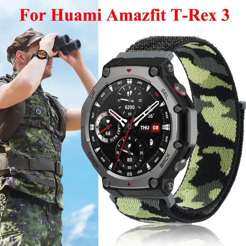 Correa de nailon de camuflaje para Huami Amazfit T-REX 3, pulsera de reloj inteligente para Amazfit T-REX3, Correa deportiva - imagen 2