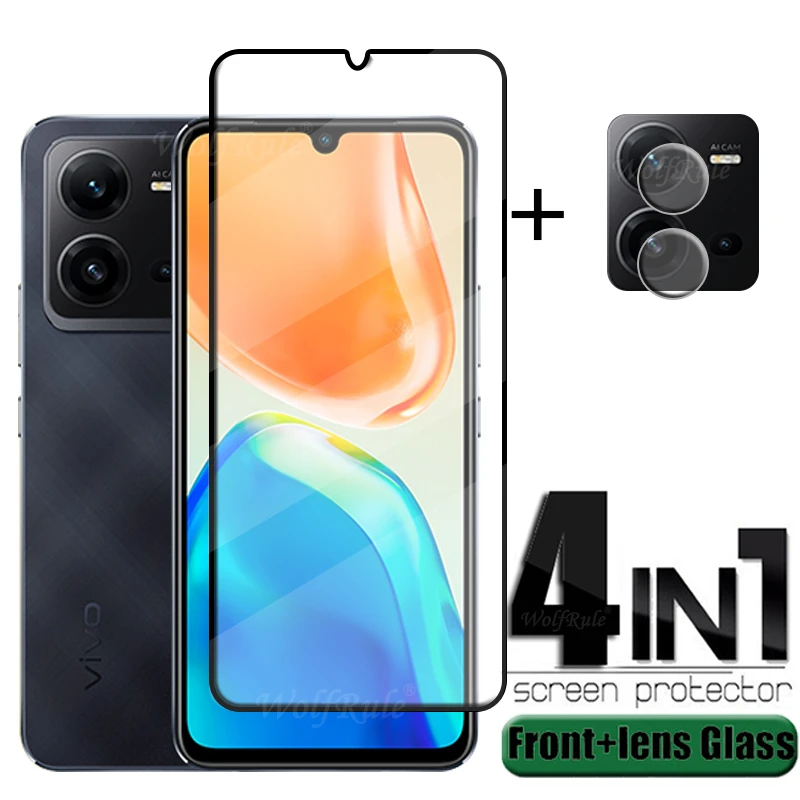 4 en 1 para Vivo V25 5G vidrio para Vivo V25 5G película de vidrio templado cubierta completa 9H Protector de pantalla para Vivo V 25 V25 5G lente de vidrio - imagen 2