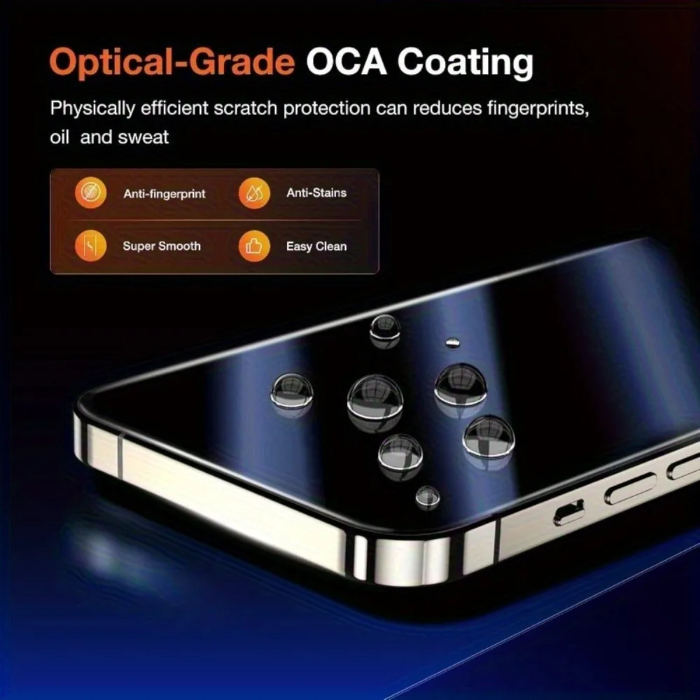 Protector de pantalla sin polvo con un clic, 2 uds., para iPhone 16 15 13 Pro Max 16e 15 Plus, vidrio templado para iPhone 14 12 11 Pro X XR XS - imagen 3