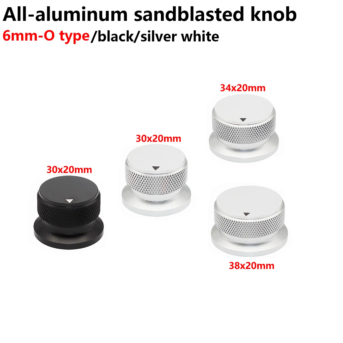 Perilla de chorro de arena totalmente de aluminio en forma de tapa de 30MM 34MM 38MM instrumento en forma de O y tapa de perilla de medidor