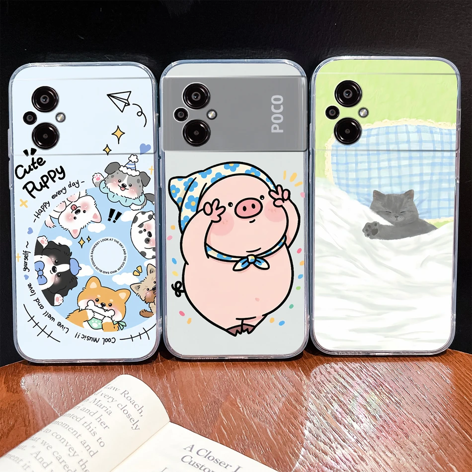 Para POCO M5 M5S Funda de teléfono con patrones de flores encantadoras suave delgada TPU transparente Funda ligera de silicona para Poco M 5 Funda Shell - imagen 4