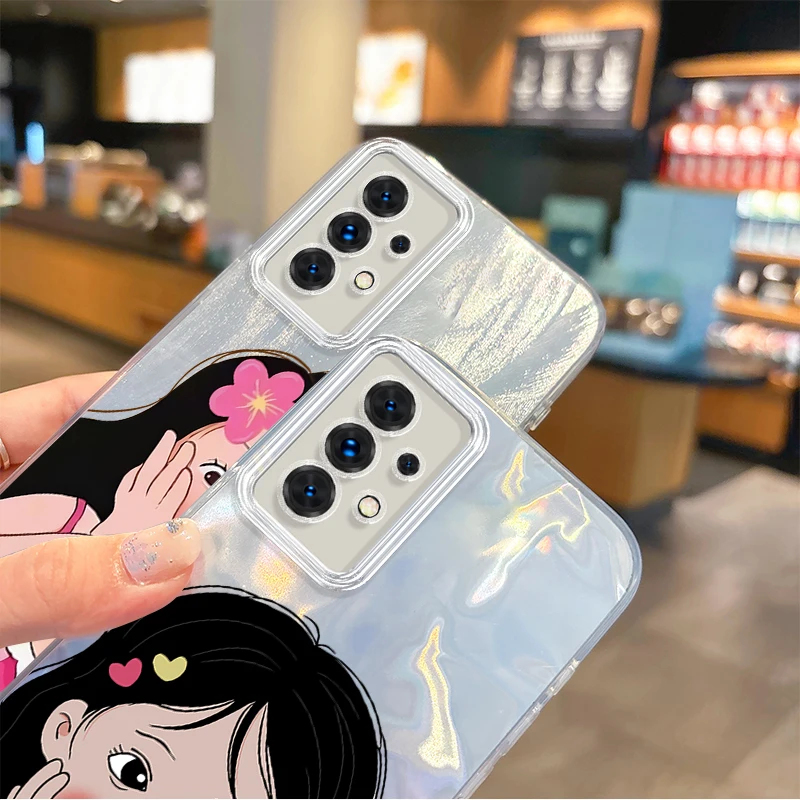 Funda de teléfono de dibujos animados de chica con personalidad para Samsung Galaxy S24, S23, S22, S21 Plus Ultra, A73, A72, A71, A55, A54, A53, cubierta mate a prueba de golpes - imagen 5