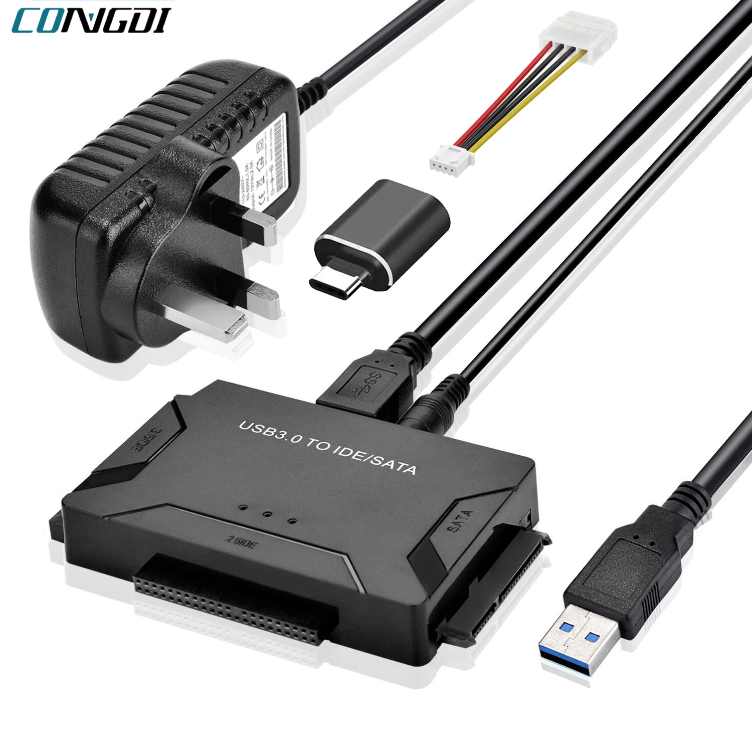 Cable convertidor adaptador de disco duro USB 3,0 a SATA IDE para 3,5 2,5 pulgadas HDD/SSD CD DVD ROM CD-RW 3 en 1 adaptador de Cable IDE SATA - imagen 2