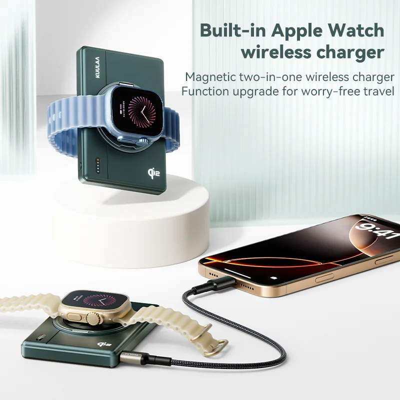 KUULAA Qi2 30W banco de energía magnético 10000mAh 15W cargador portátil inalámbrico con soporte Powerbank para Magsafe para iPhone 16 15 Pro - imagen 4