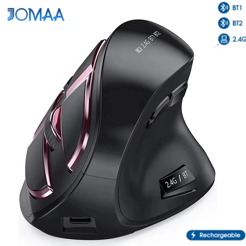 Jomaa 2,4G + ratón Vertical Bluetooth inalámbrico para Apple Mac portátil Notebook 9 botones ratón recargable para juegos para PC Ipad - imagen 2