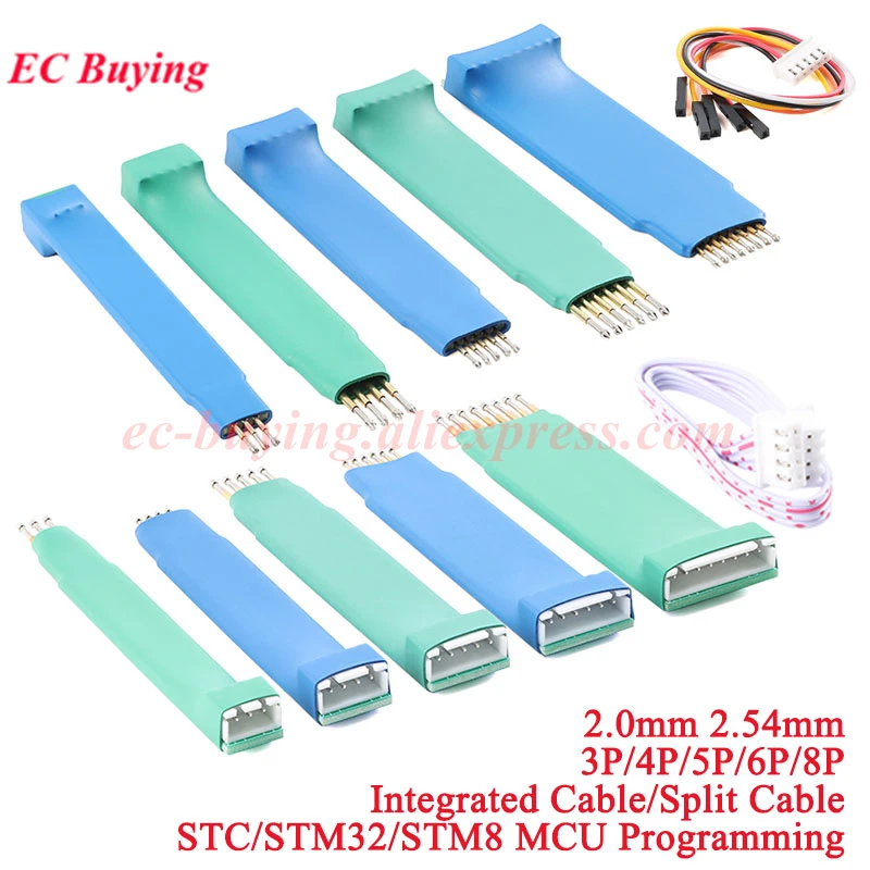 2,54mm 2,0mm 3P 4P 5P 6P 8P aguja de prueba de resorte Pin programa STC STM32 STM8 Chip máquina quema escritura microcontrolador programación