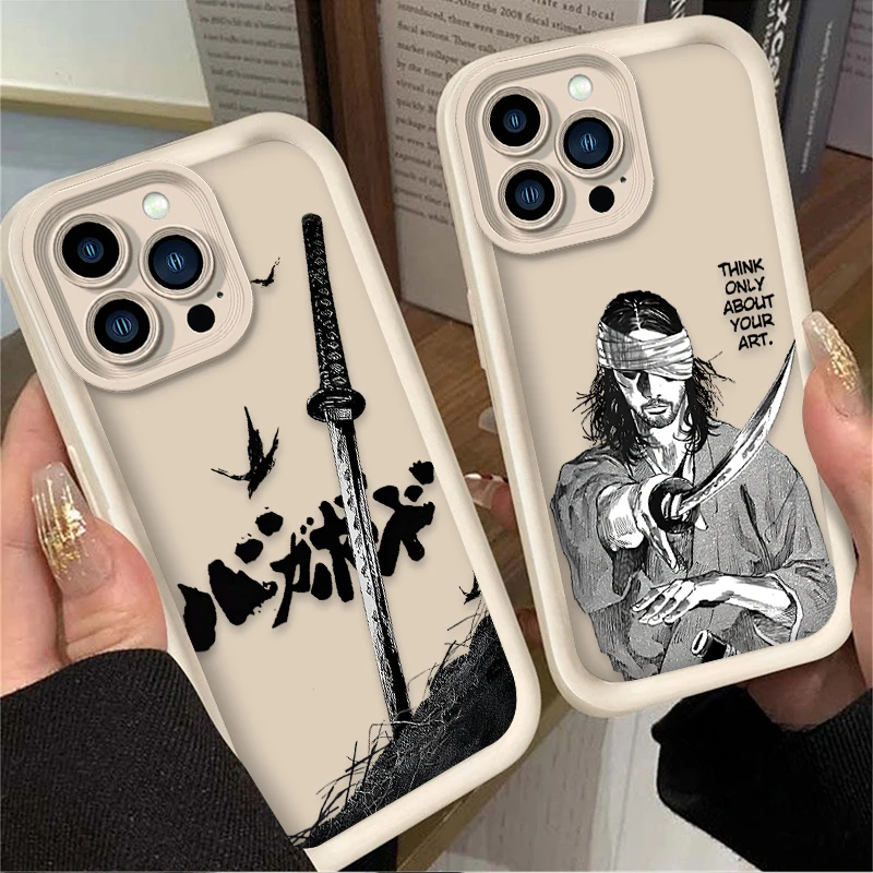 Funda de cómic japonés Vagabond Samurai para iPhone 16E 16 15 14 13 12 11 Pro Max X XS X S Max XR SE 2020 SE4 7 8 funda de silicona - imagen 2