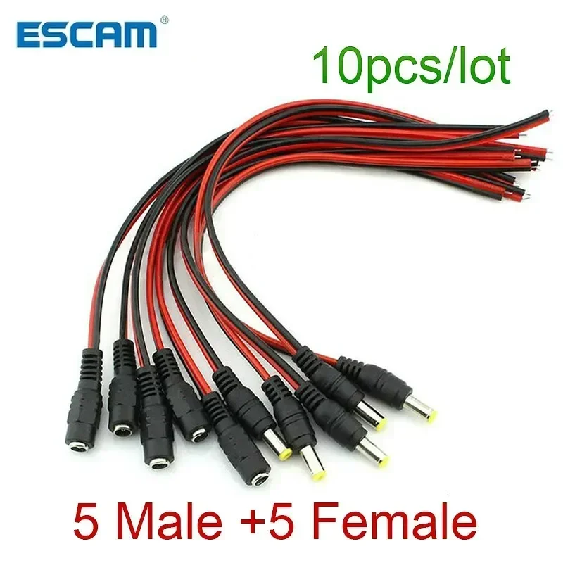 Conector macho y hembra de 2,1x5,5 Mm, Cable de alimentación de 12V CC para cámara Cctv, extensión de cola de 12V, lote de 10 unidades - imagen 2