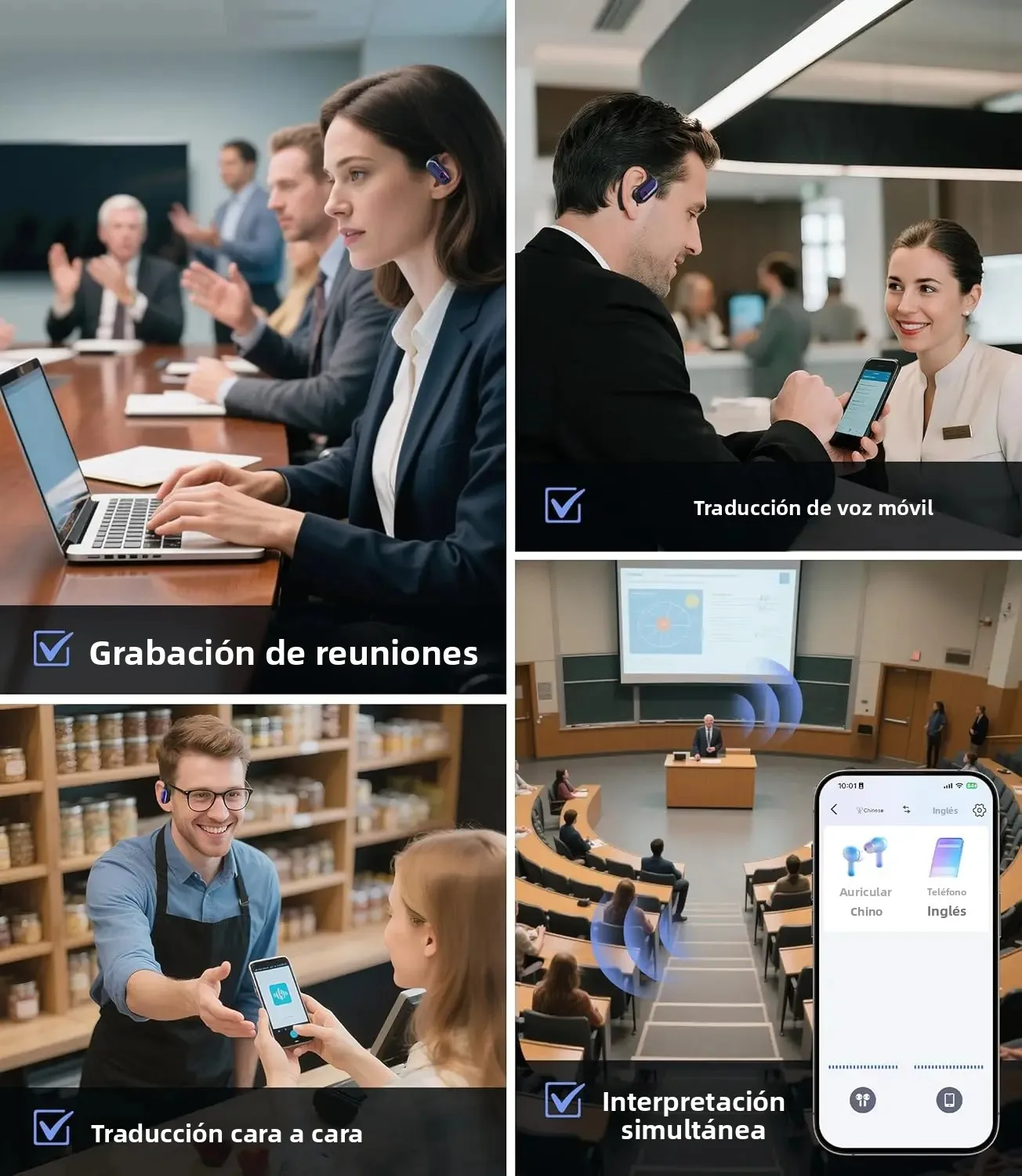 Auriculares TWS 3 en 1 con traductor AI, 144 idiomas, cancelación de ruido, Bluetooth 5,4, traductor instantáneo, voz inteligente en tiempo Real - imagen 5