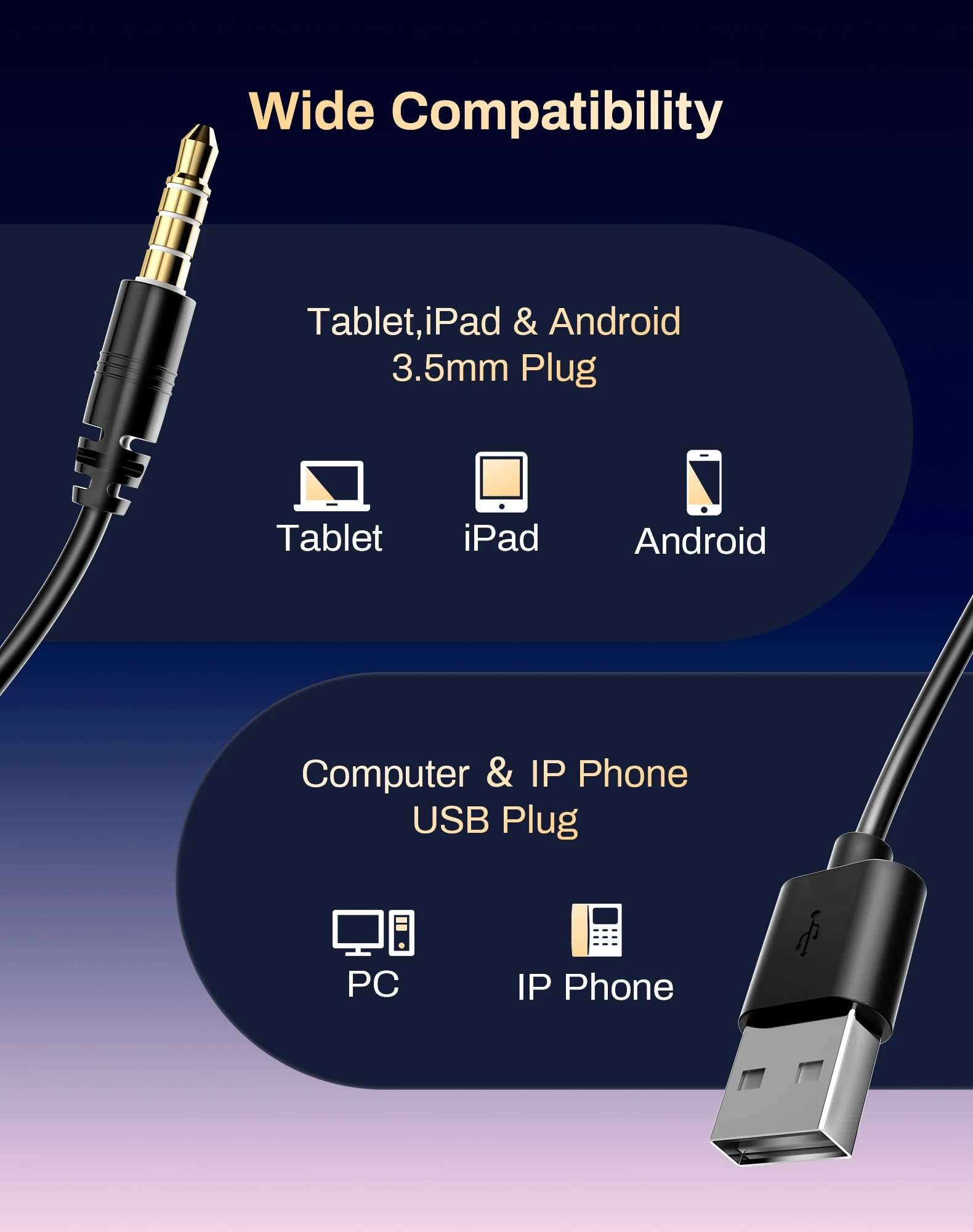 RownFusny R01S Auriculares USB con micrófono para PC portátil Reducción de ruido Auriculares con cable Control de volumen en línea Botón de respuesta de llamadas - imagen 5