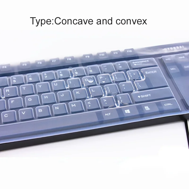 Película protectora de silicona para teclado Universal, cubierta de piel para PC de escritorio, Gel de sílice transparente, cubierta transparente para teclado cóncavo - imagen 5