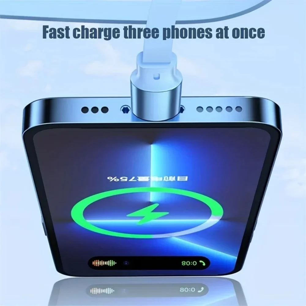 Cable de carga rápida 3 en 1 de 100W Cable USB retráctil para iPhone Samsung Nylon trenzado con puertos Micro USB tipo C Lightning - imagen 5