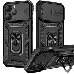 Funda para iPhone 11-16 Pro Max con soporte magnético y tapa de cámara