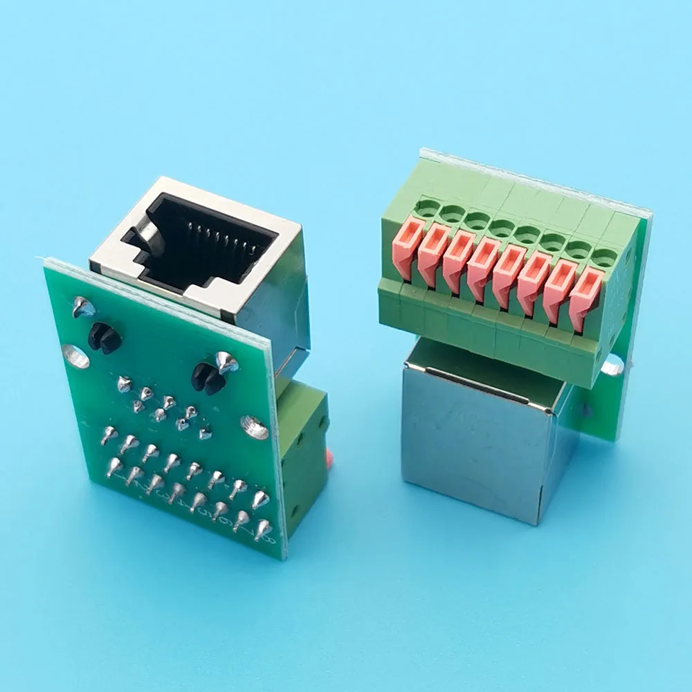 Terminal de puerto de red RJ45 8P, placa adaptadora de datos sin soldadura, conector de terminales de instalación de riel guía de enchufe hembra, 1 ud.