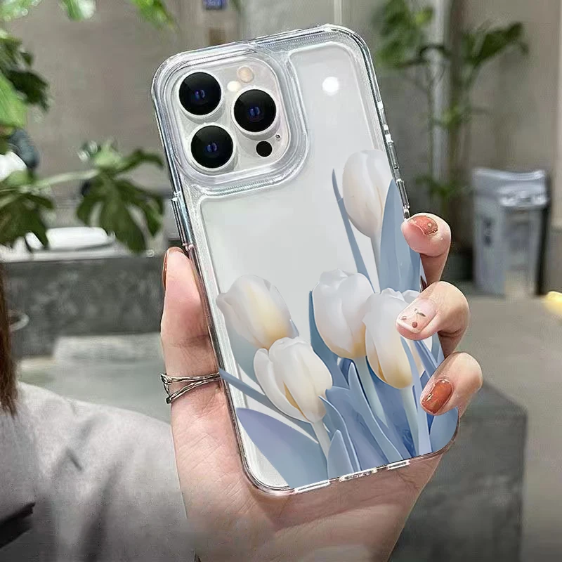 Funda de teléfono para Samsung Galaxy S24 Ultra 5G S23 FE S22 Plus S21 A55 A54 A15 A35 A53 A34 A33 con diseño de tulipán funda de silicona suave - imagen 5