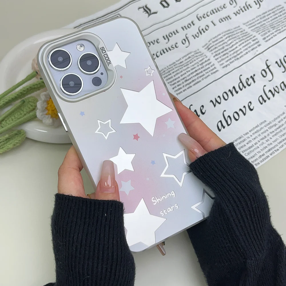 Funda de teléfono Ins Korea Lucky stars para Samsung Galaxy S25 S24 S23 S22 S21 S20 Note20 FE Ultra Plus 5G, funda trasera mate anticaída